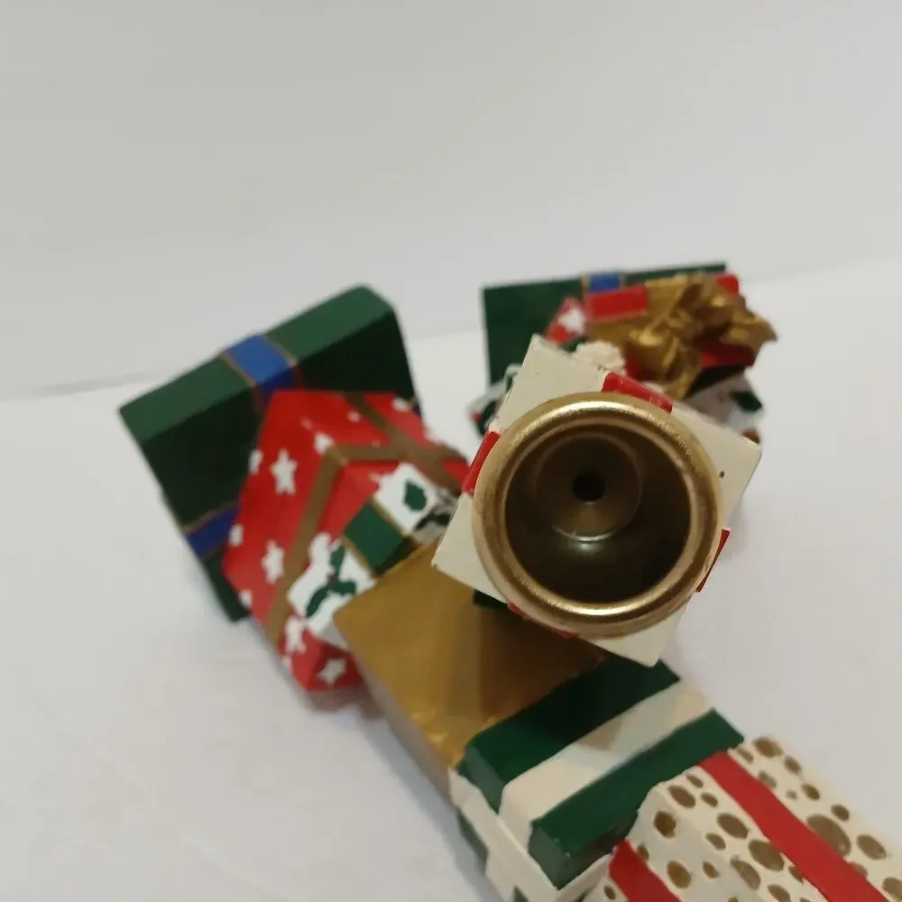 Vintage Pair Christmas Candlestick Holders Festive 90's Whimsical Cottagecore